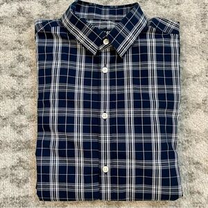 H&M Men's Slim Fit Easy Iron Blue & White Long Sleeve Button-Up Shirt - Medium